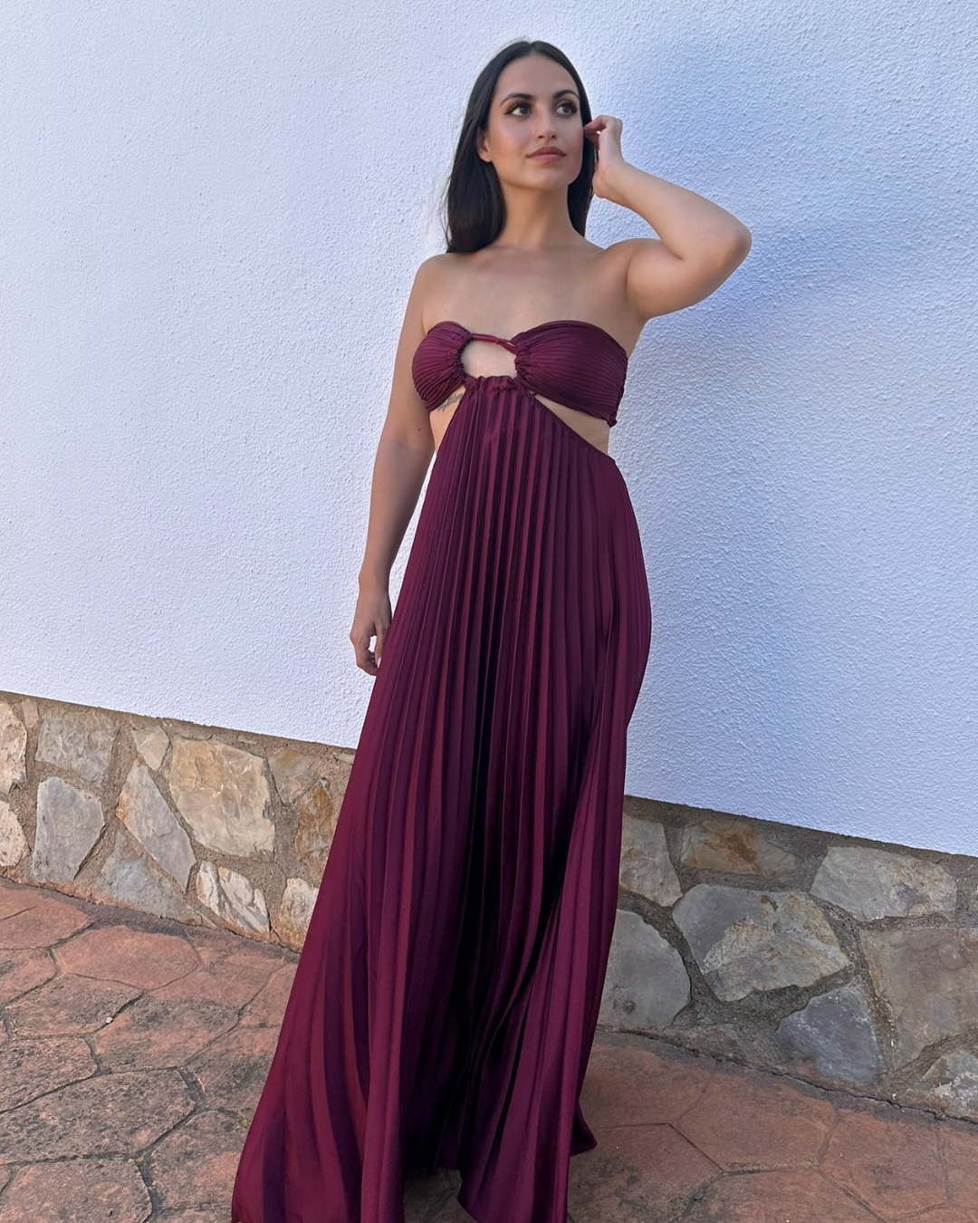 VESTIDO RASO PLISADO