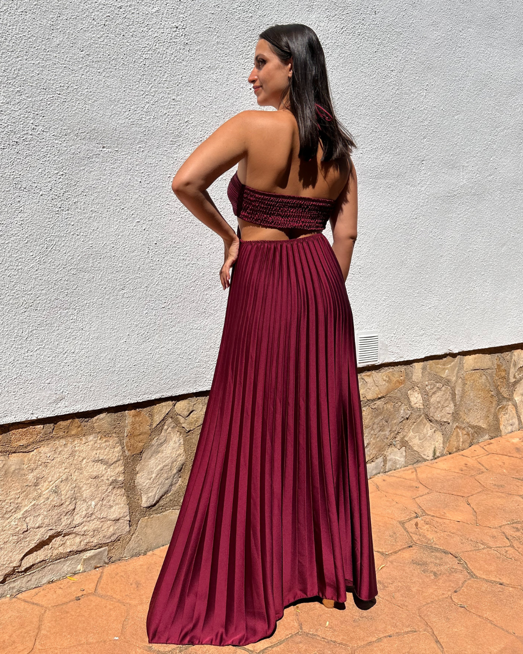 VESTIDO RASO PLISADO